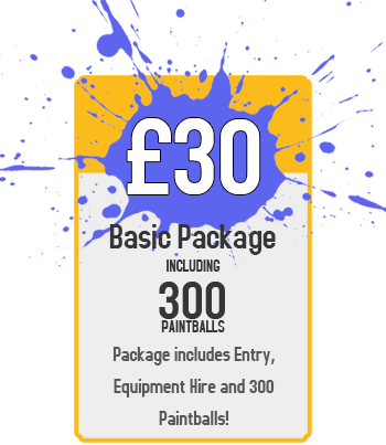 Basic Package - £30 per person for Session Entry and 300 Paintballs