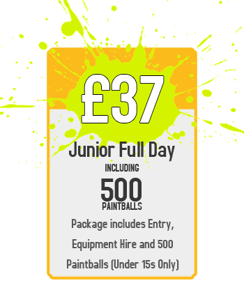 Junior Full Day Package - £37 per person for Session Entry and 500 Paintballs