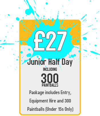 Junior Half Day Package - £27 per person for Session Entry and 300 Paintballs