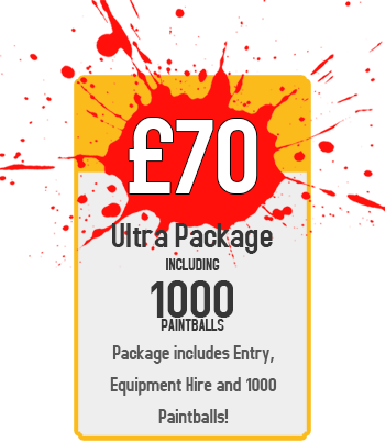 Ultra Package - £70 per person for Session Entry and 1000 Paintballs